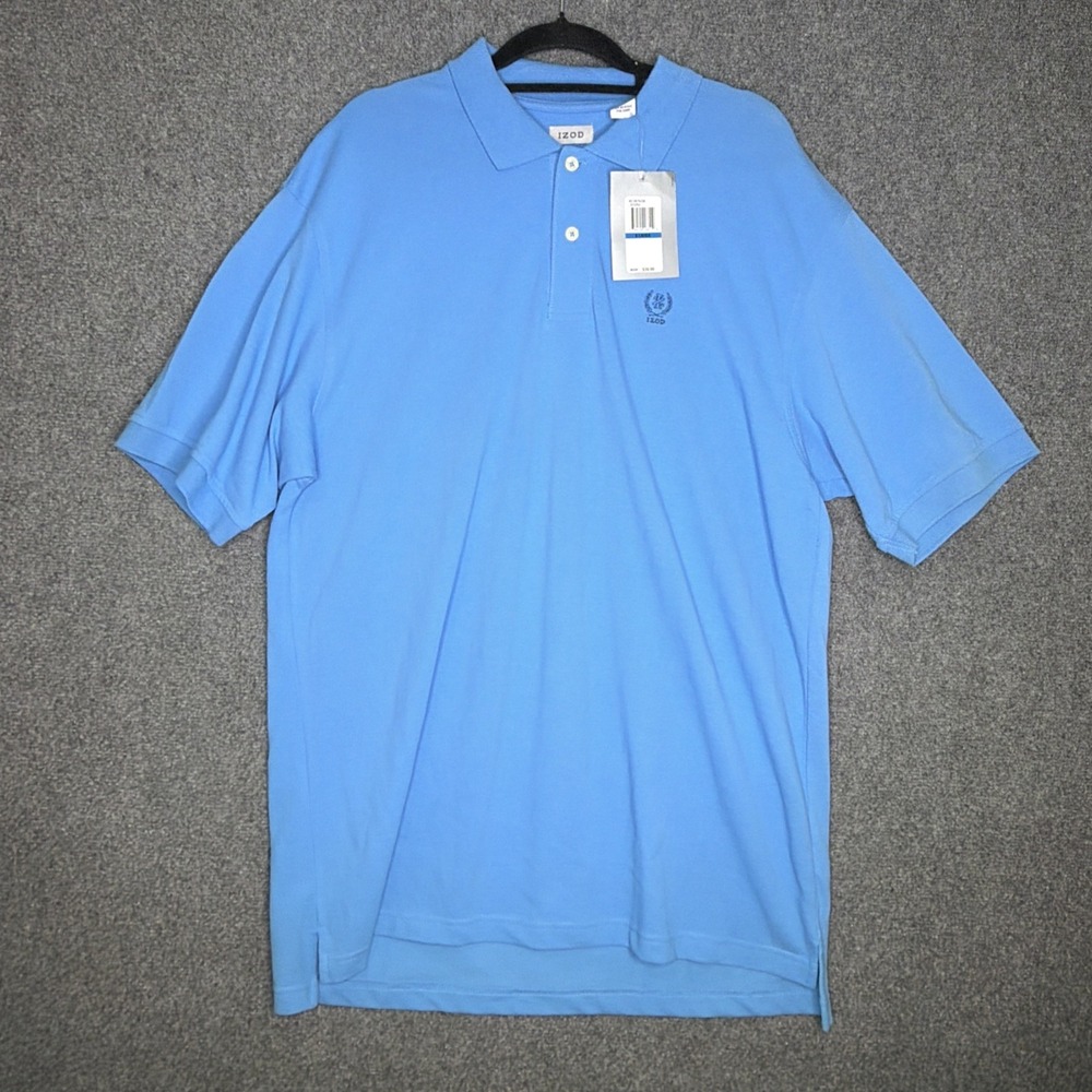 IZOD Men's XL Light Blue Pique Polo Shirt Short Sleeve